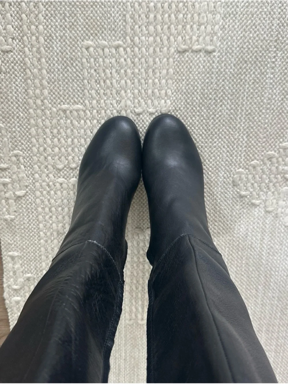 Kenneth Cole Black Leather Over-the-Knee Block Heel Boots
